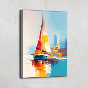 TABLEAU VOILIER ORANGE
