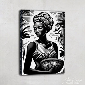 tableau femme africaine noir et blanc