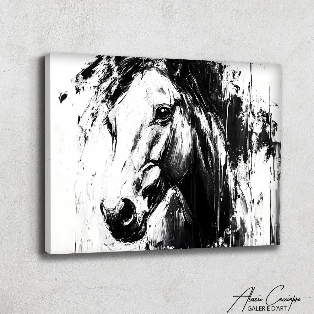 Toile Cheval Noir et Blanc