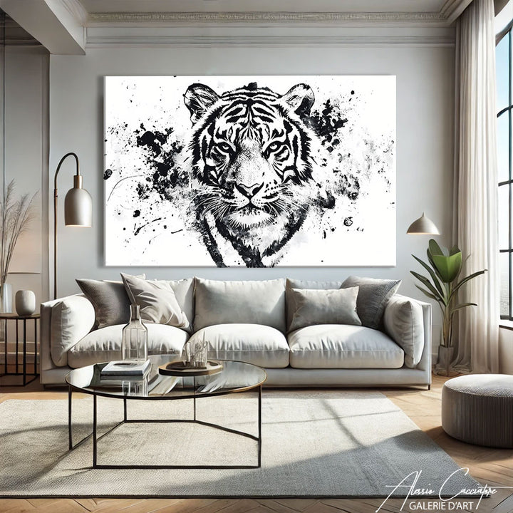 Toile Tigre Blanc et Noir
