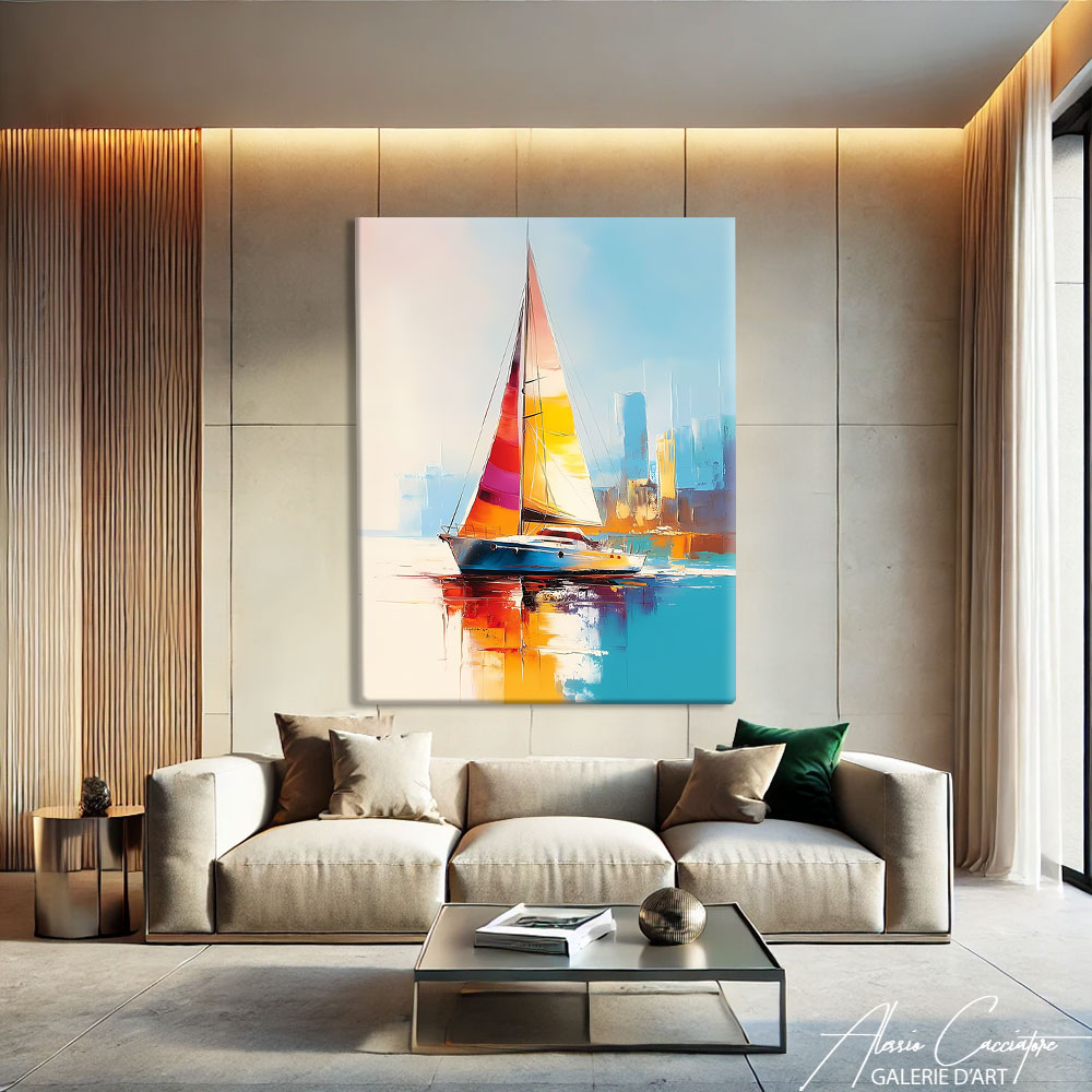 TABLEAU VOILIER ORANGE