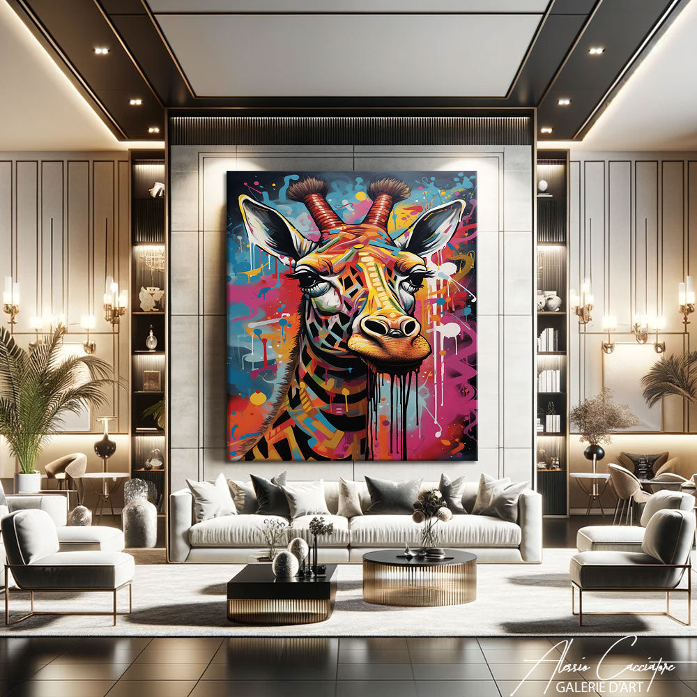 tableau girafe coloré