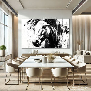 Toile Cheval Noir et Blanc