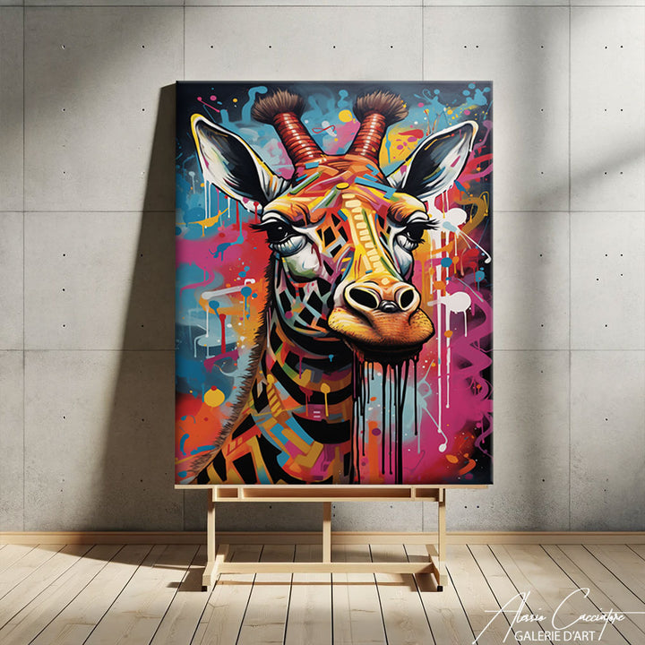 tableau pop art girafe