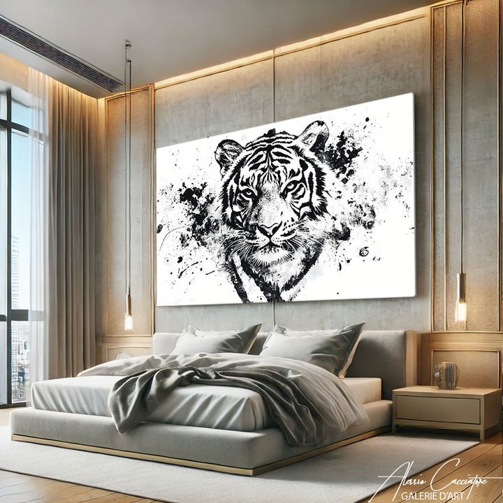 TABLEAU TIGRE NOIR ET BLANC