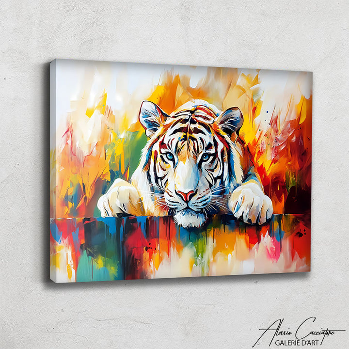 tableau tigre blanc peinture