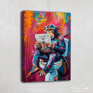 tableau singe toilette