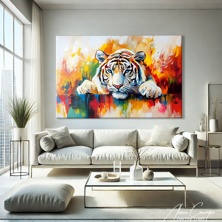 tableau tigre blanc peinture