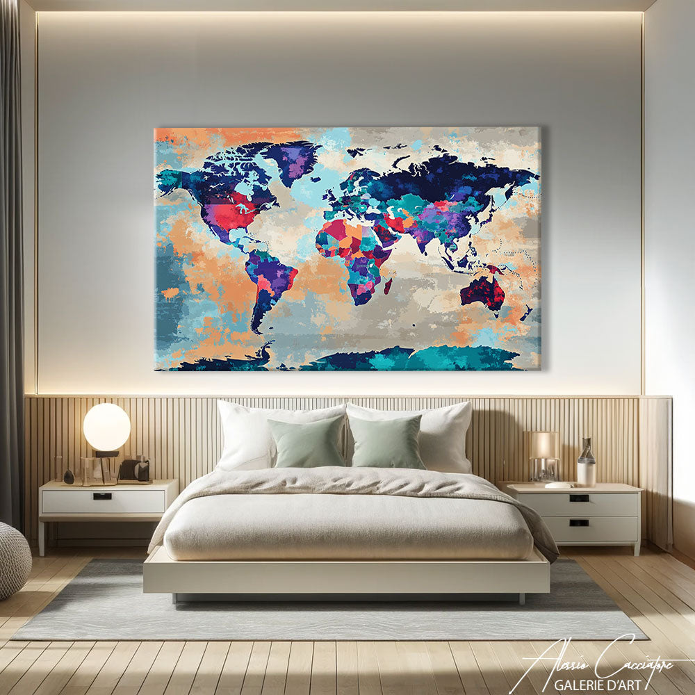 Tableau Mappemonde Abstrait