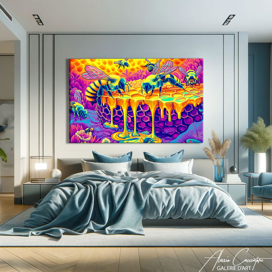 Tableau Peinture Moderne Pour Salon – mise en situation