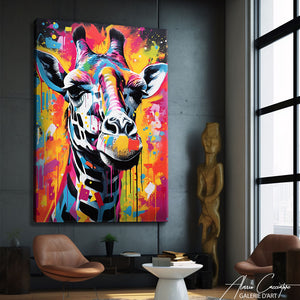 tableau girafe multicolore
