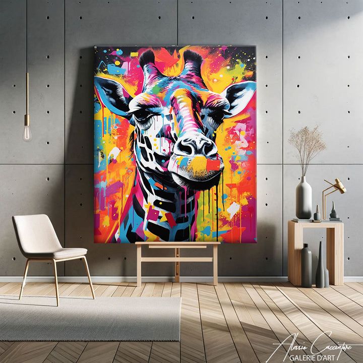 peinture girafe pop art