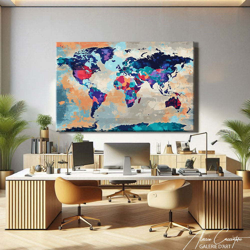 Tableau Mappemonde Abstrait