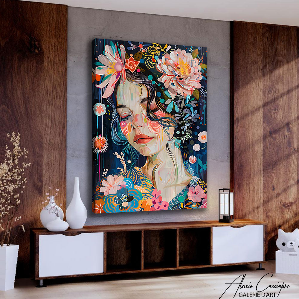 Tableau Femme Fleur
