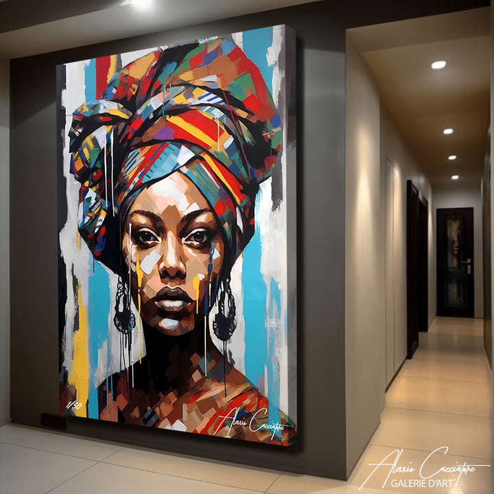 tableau femme africaine peinture