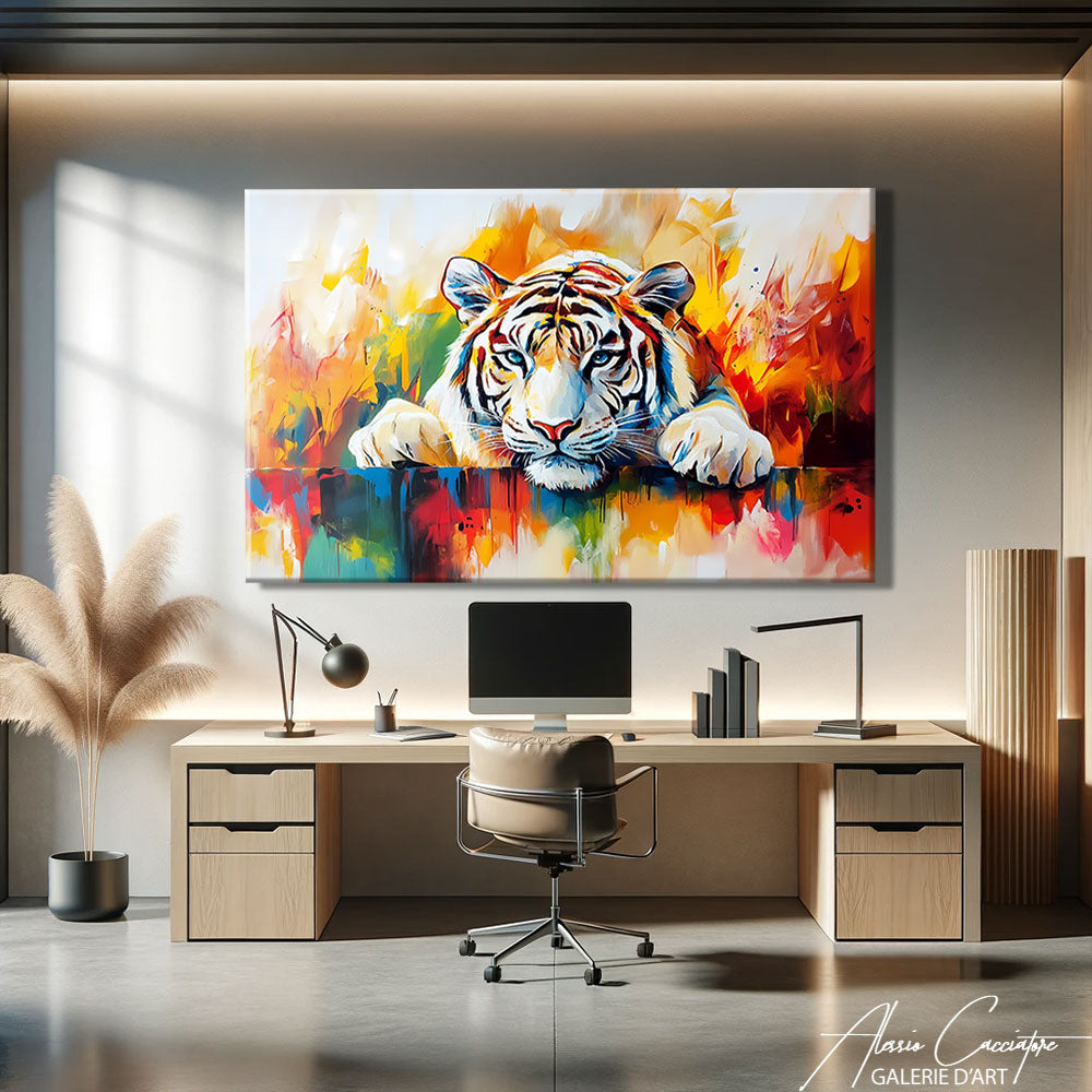 TABLEAU TIGRE BLANC COULEUR
