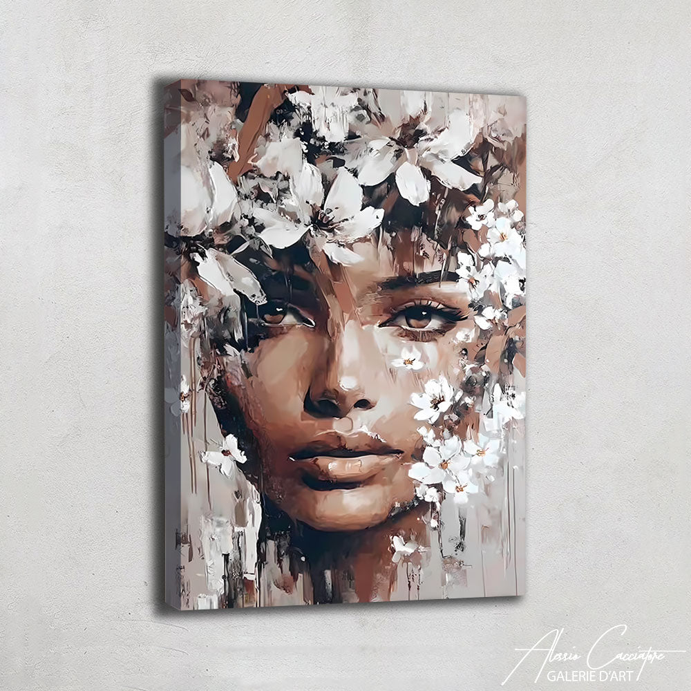 Peinture Femme Fleurs