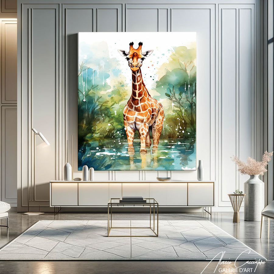 peinture girafe aquarelle – mise en situation