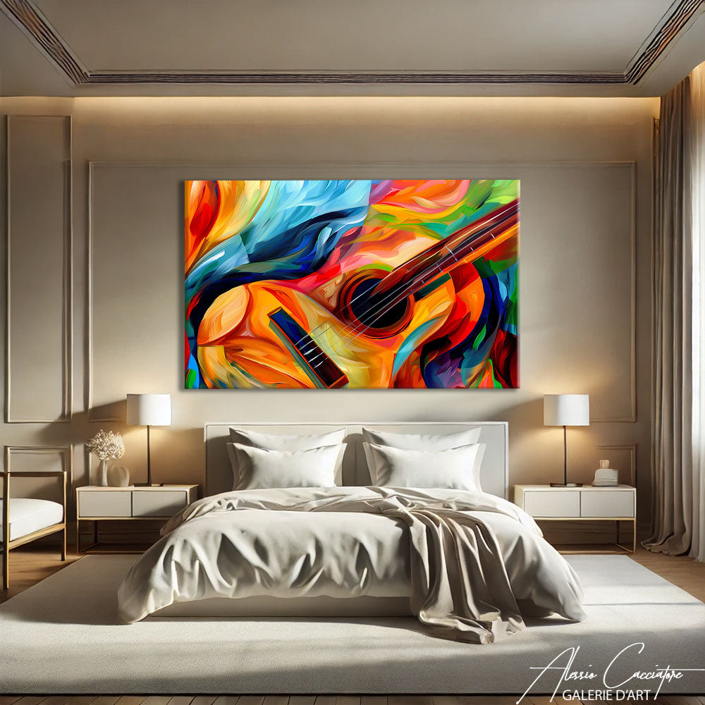 Tableau Peinture Guitare