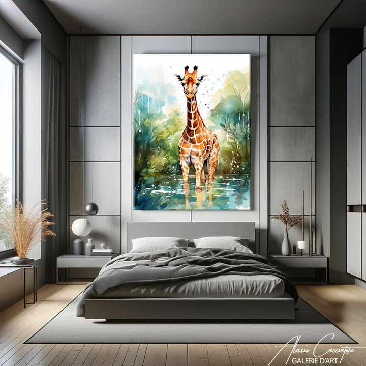 tableau abstrait girafe