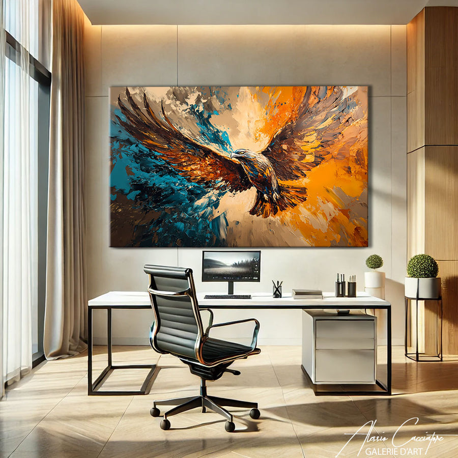 Peinture Oiseau dans le Ciel – mise en situation
