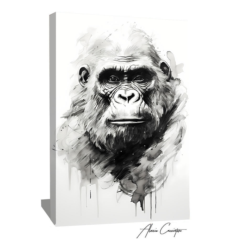 Black And White Gorilla Painting Alessio Cacciatore