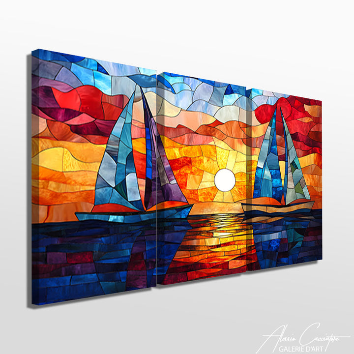 Tableau Triptyque Coucher de Soleil
