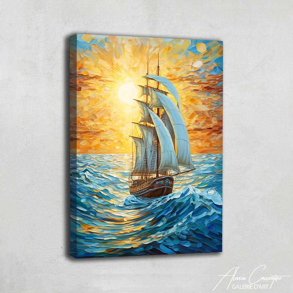 tableau peinture acrylique bateau