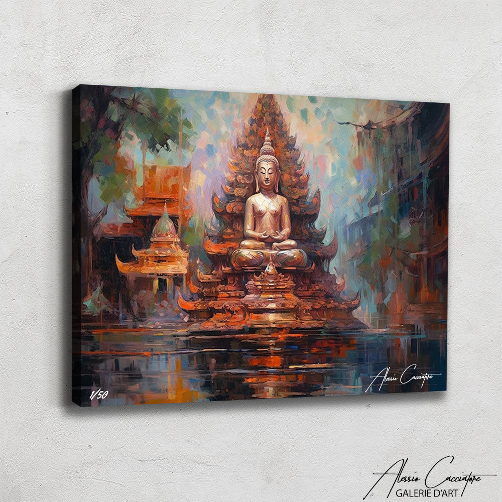 tableau bouddha lotus