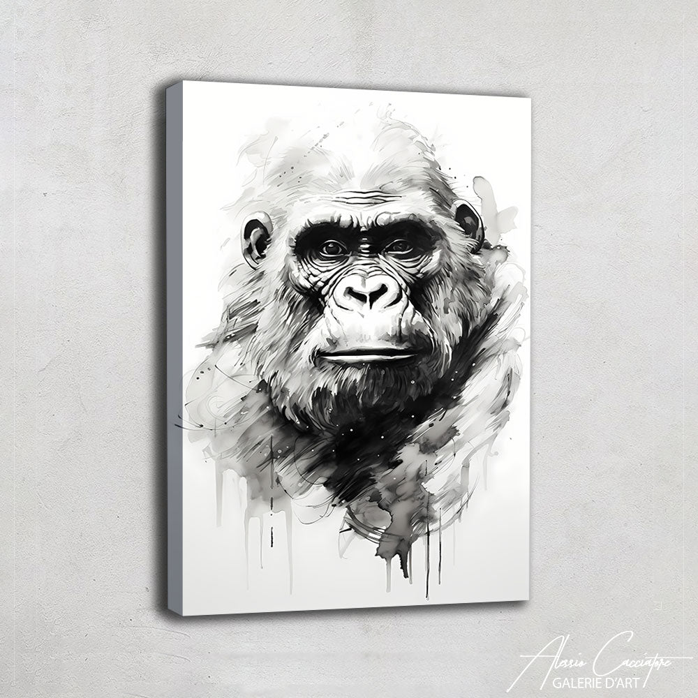 tableau gorille noir et blanc
