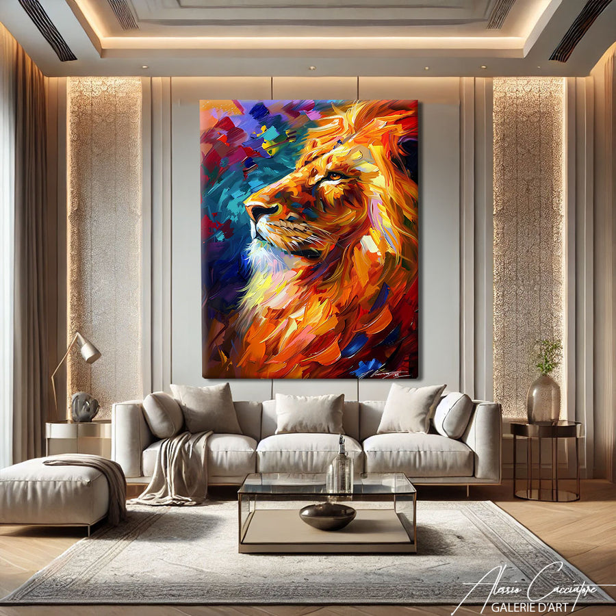 Peinture Lion Pop Art
 – mise en situation