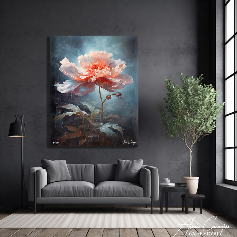 tableau mural pivoine – mise en situation