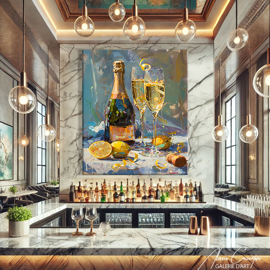 Tableau avec Champagne
 – mise en situation