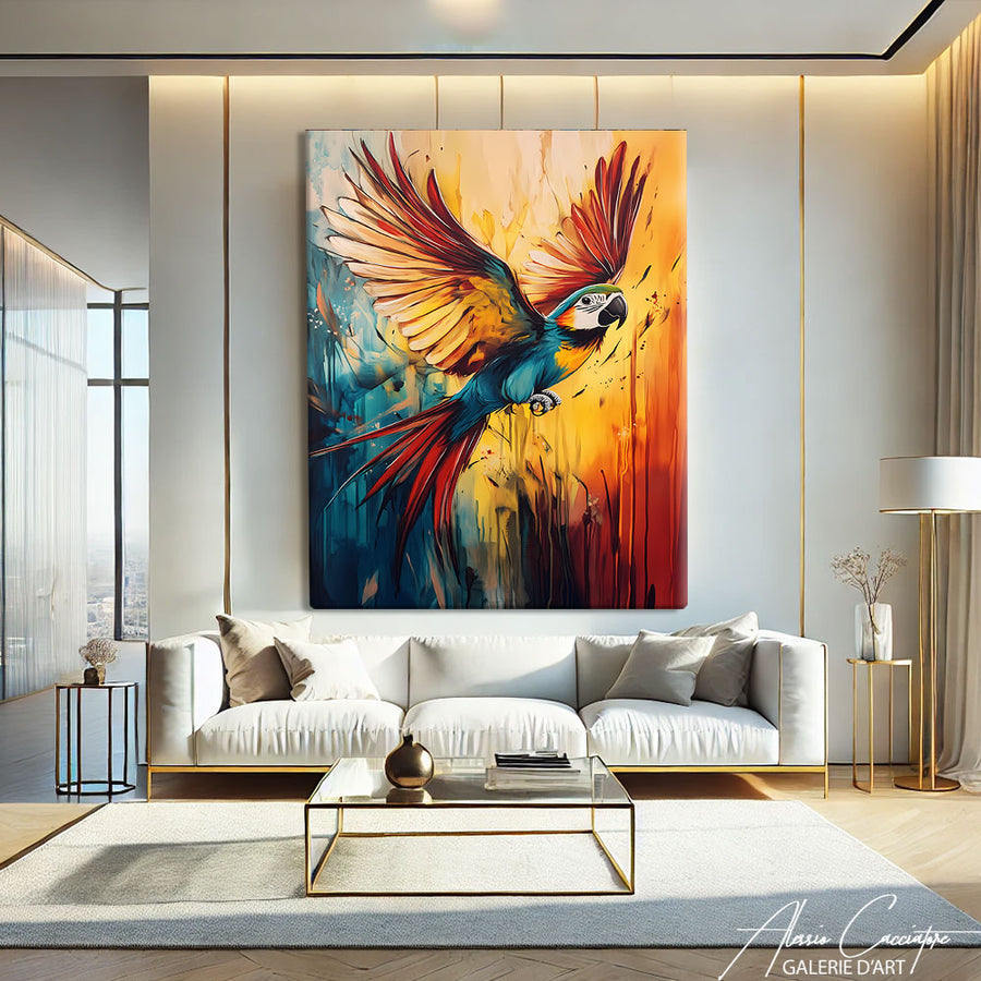 Peinture Perroquet sur Toile
 – mise en situation