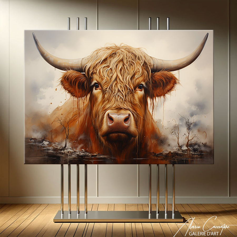 Toile Vache Highland – mise en situation