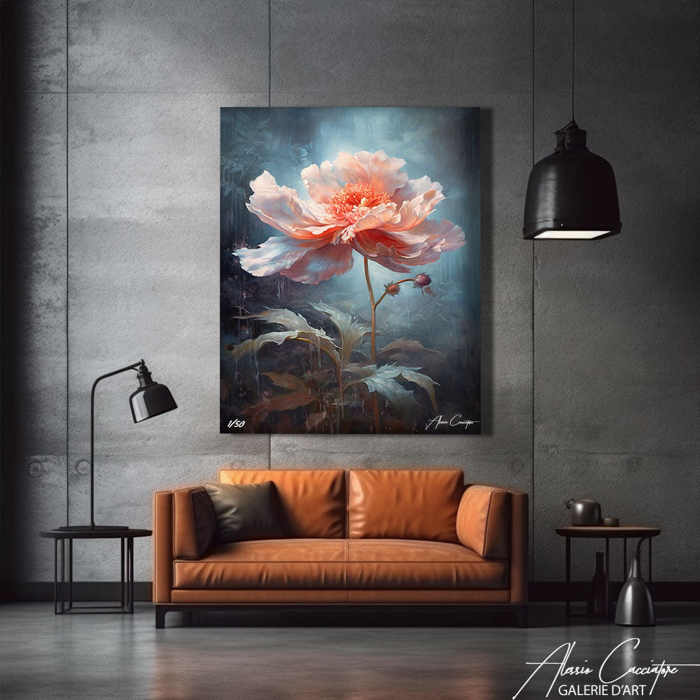 tableau peinture pivoine