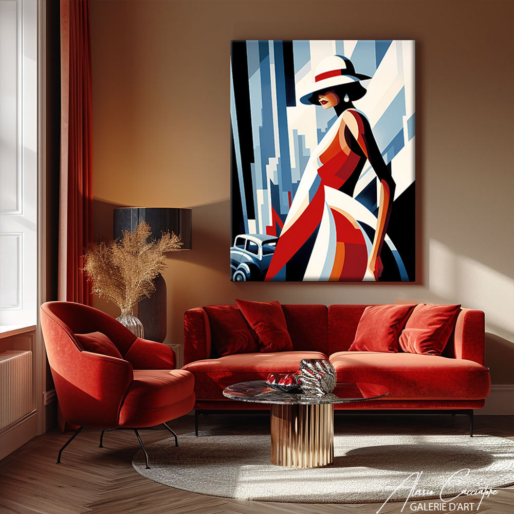 peinture art déco femme