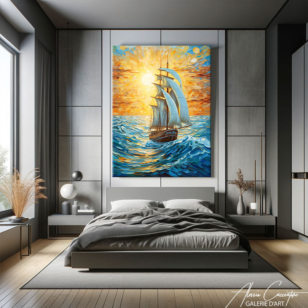 tableau bateau abstrait