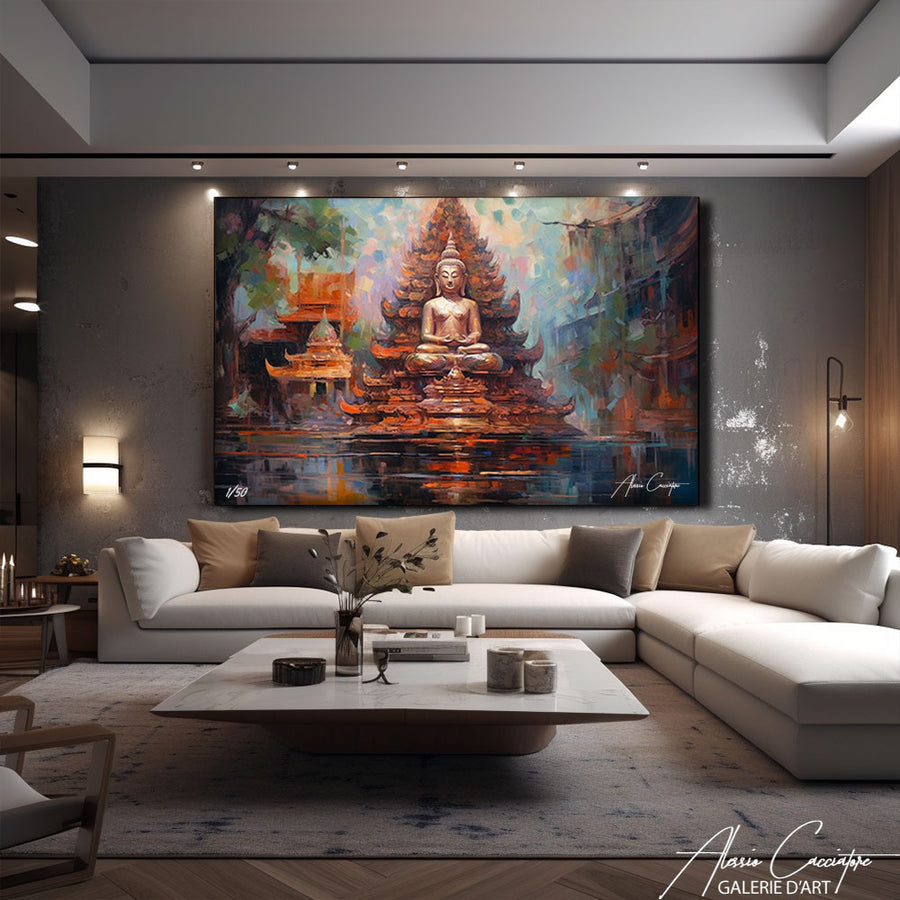 tableau bouddha lotus – mise en situation