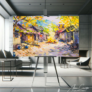 tableau village paysage