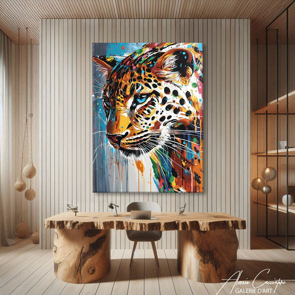 TABLEAU LÉOPARD COLORÉ