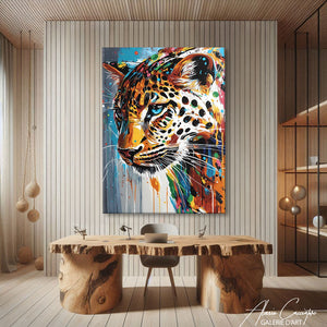 TABLEAU LÉOPARD COLORÉ