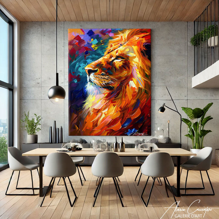 peinture lion acrylique