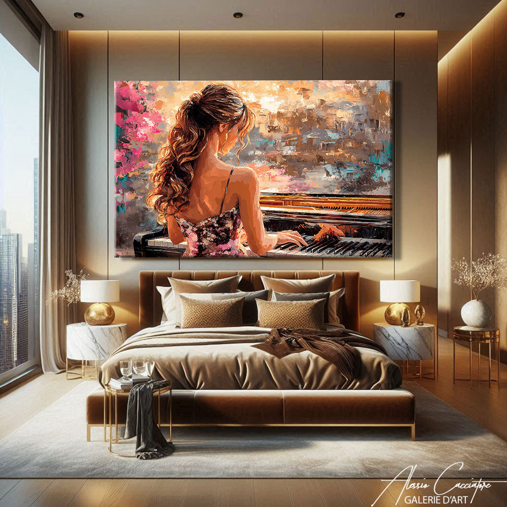 Toile Femme Au Piano