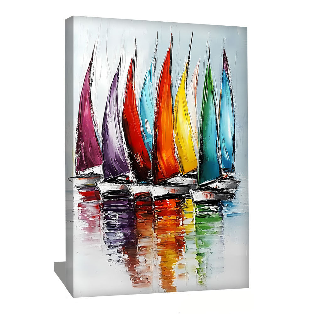 TABLEAU VOILIERS EN MER COLORÉ