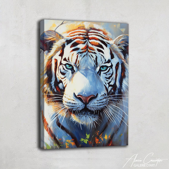 Tableau Tigre Blanc Yeux Bleu
