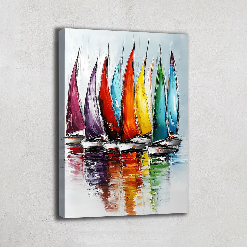 TABLEAU VOILIERS EN MER COLORÉ