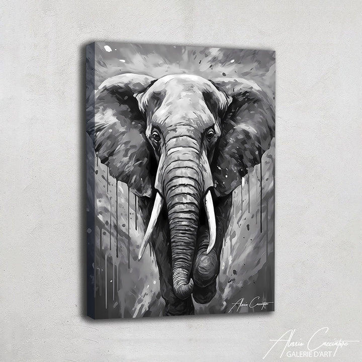 Peinture Éléphant Noir Et Blanc