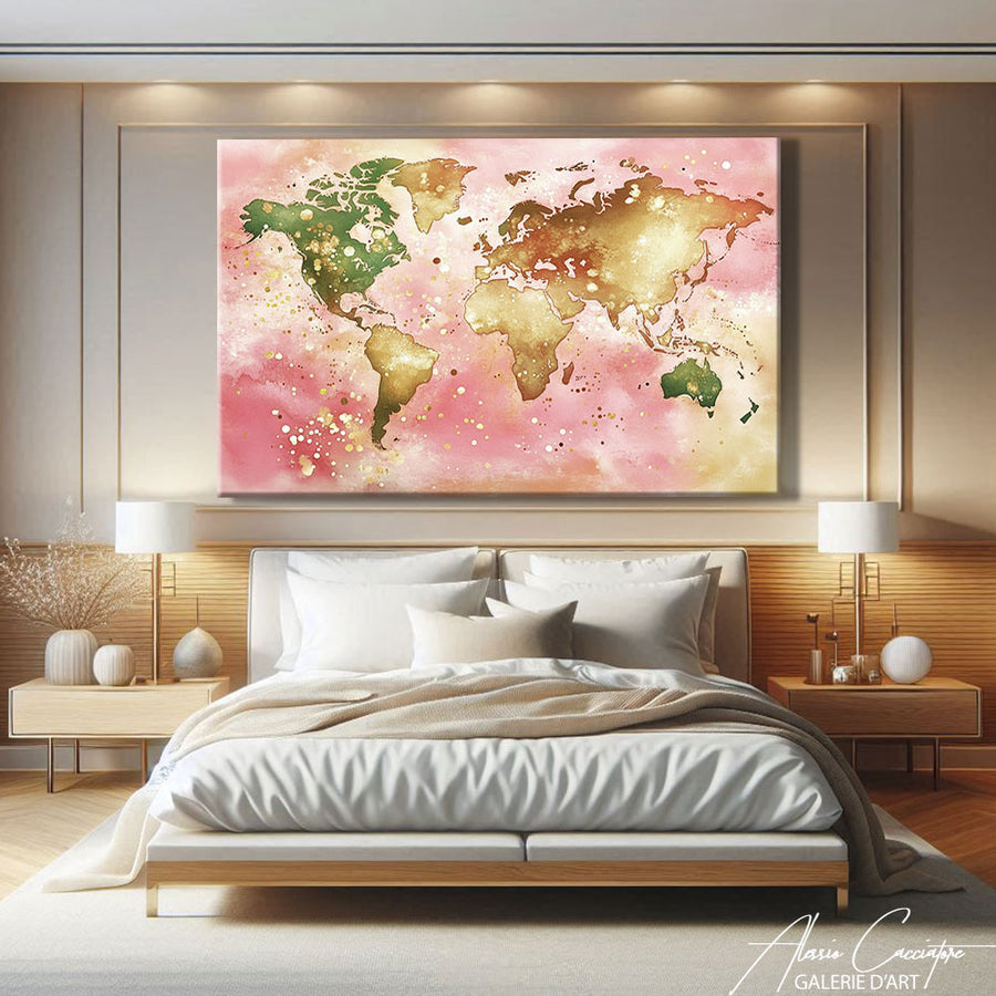 Tableau Mappemonde Pastel – mise en situation