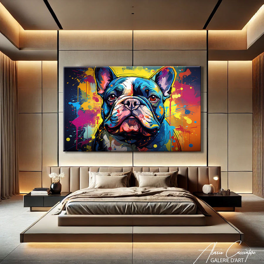 TABLEAU BOULEDOGUE POP ART – mise en situation